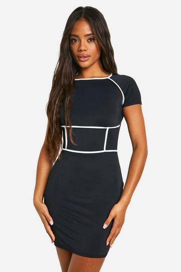 Contrast Tennis Style Skort Playsuit black