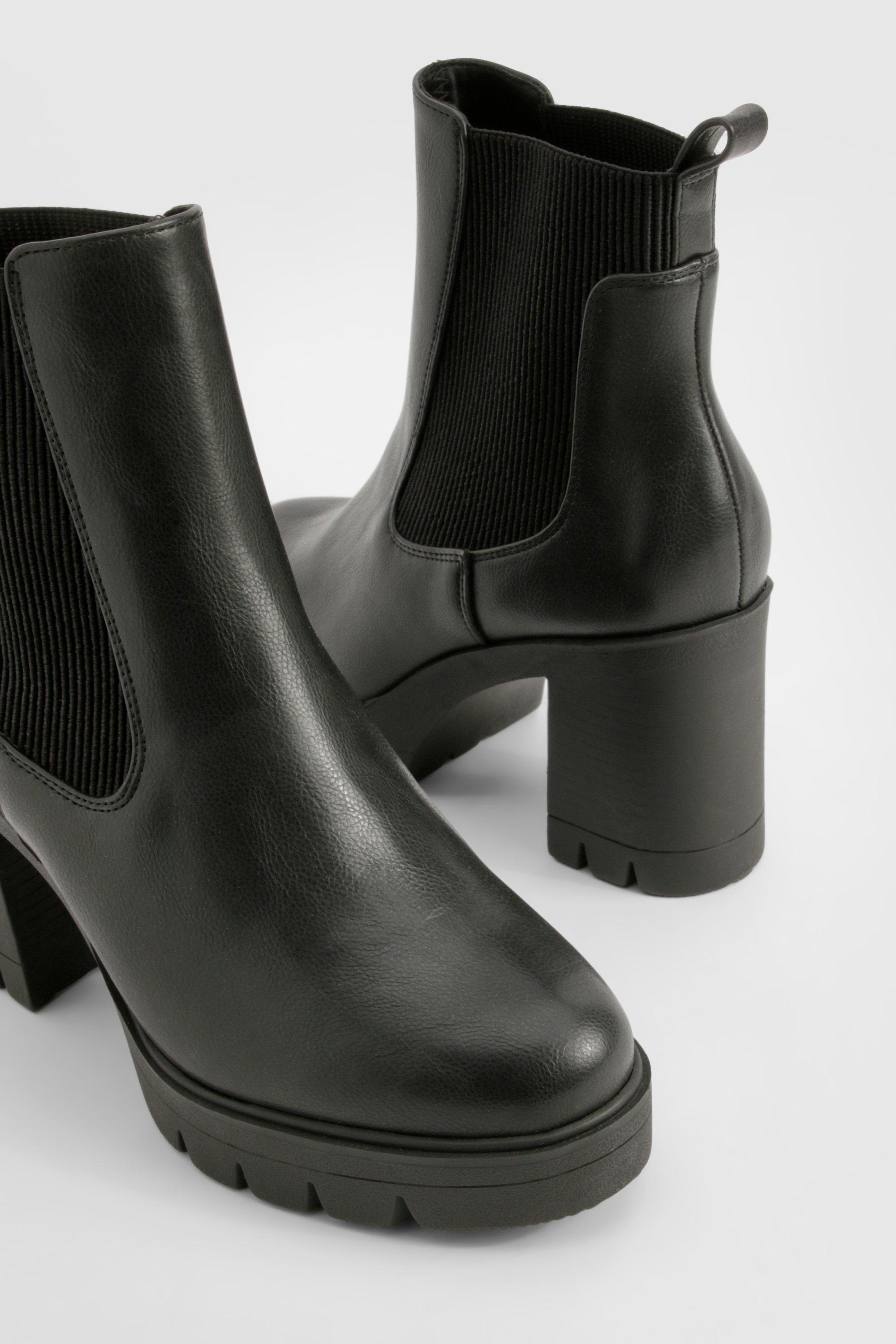 Boohoo chunky heel chelsea boot online