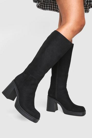 Platform Knee High Boots black