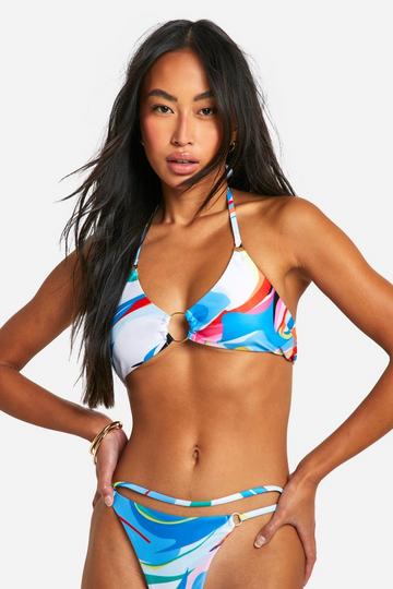 Abstract Chain Trim Bikini Top light blue