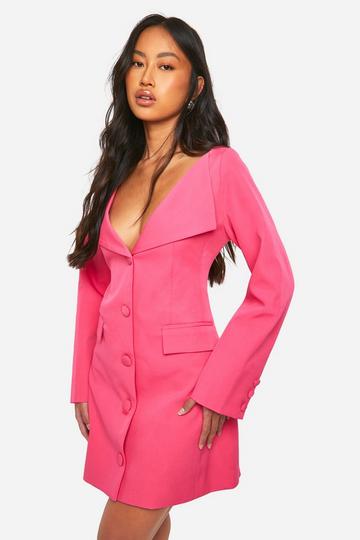 Blazer Jurk Met Uitgesneden Hals hot pink