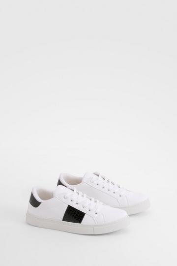 Croc Panel Flat Trainers black