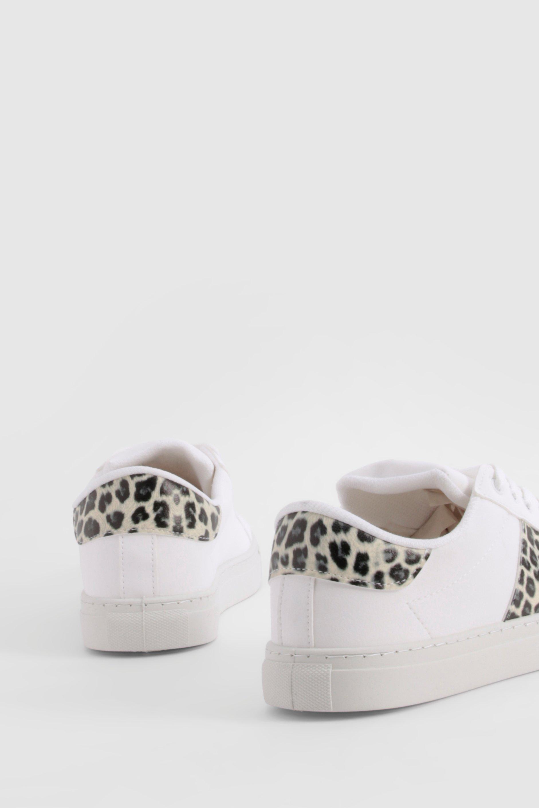 Scarpe da ginnastica basse leopardate con pannelli