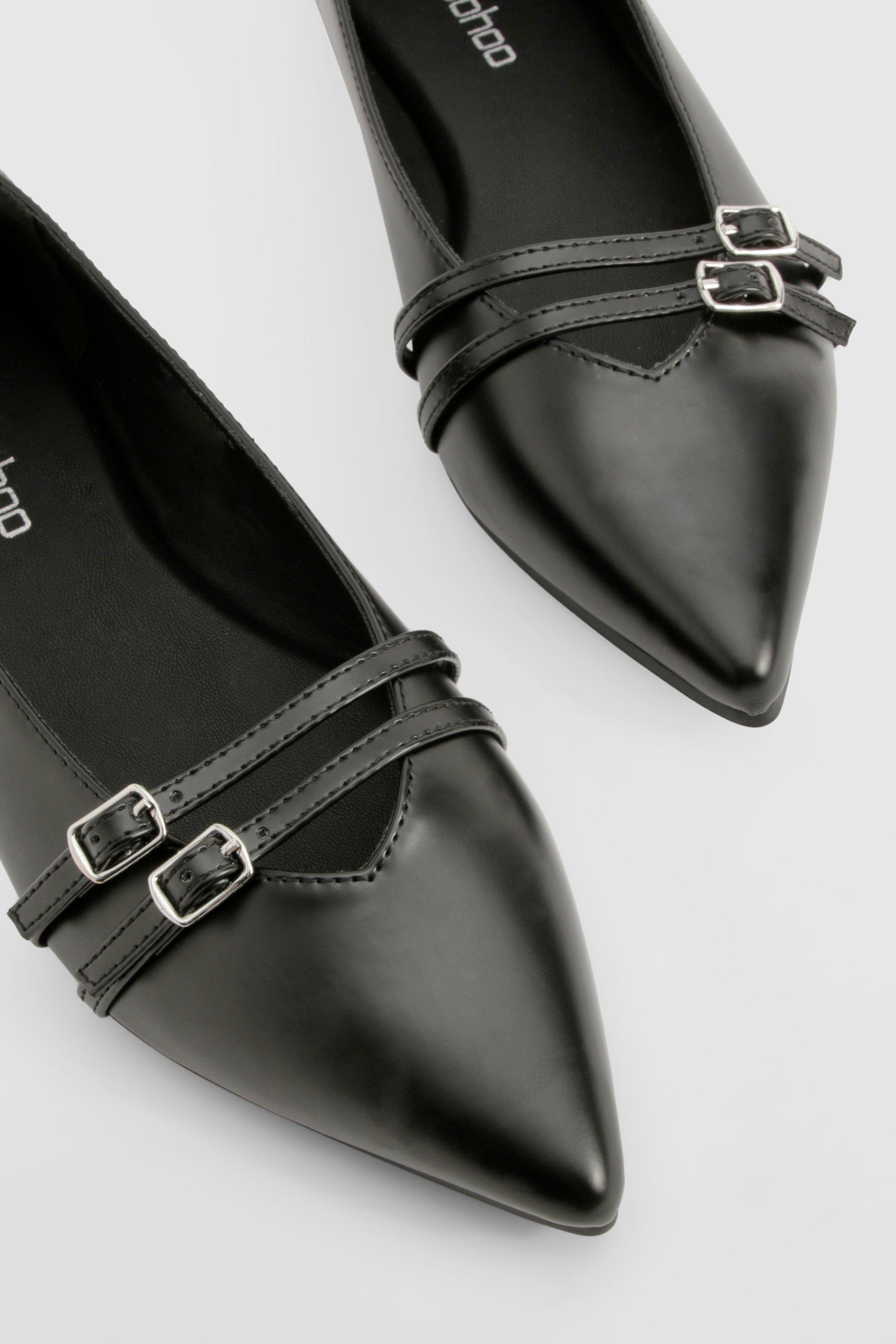 Buckle Detail Pointed Flats