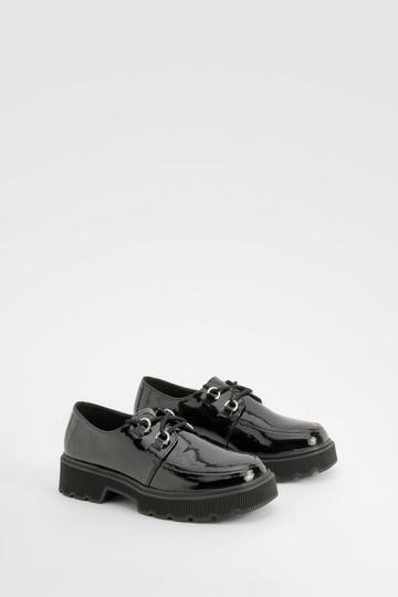 Patent Chunky Lace Up Loafers black