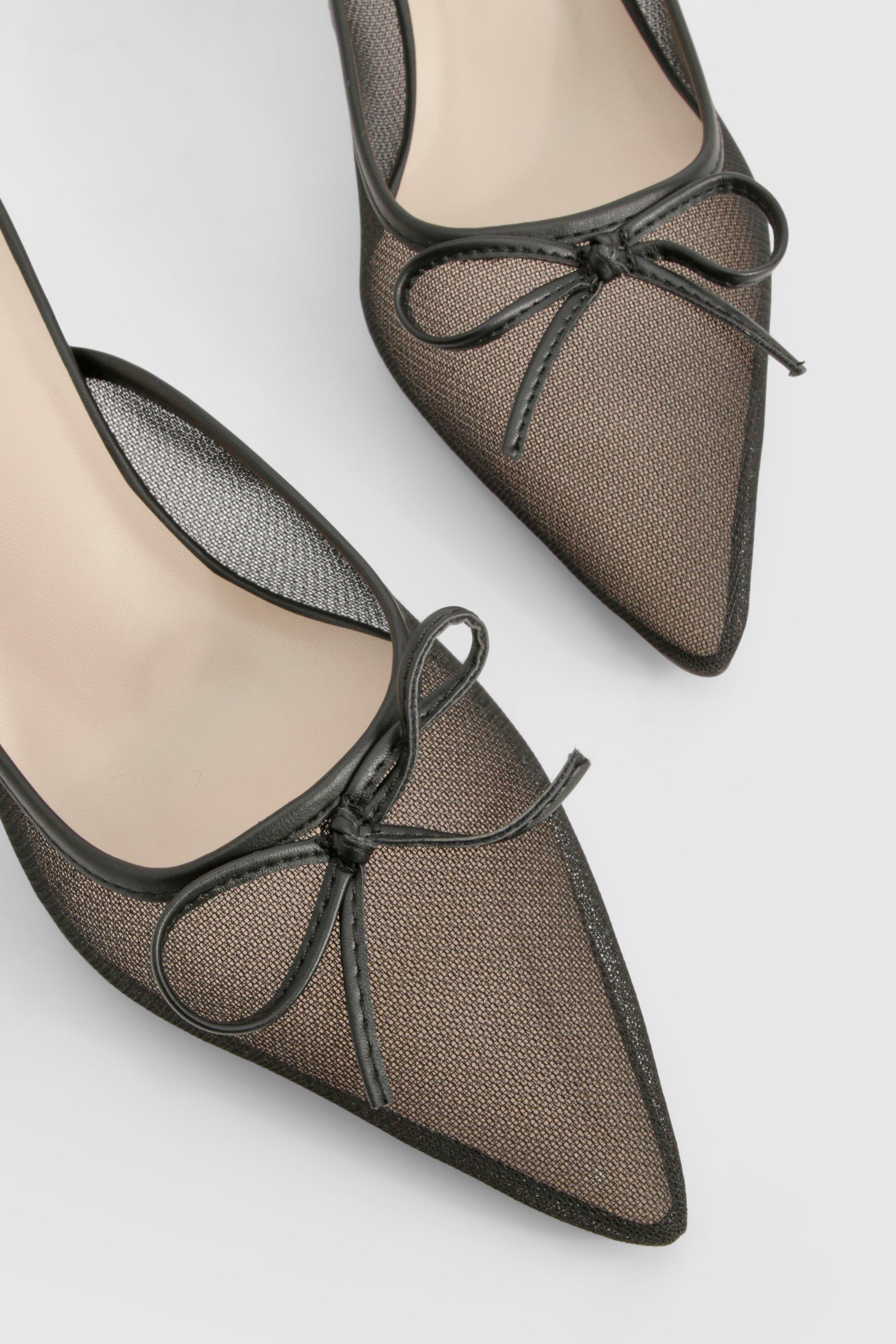 Mesh Bow Detail Court Shoes boohoo FI