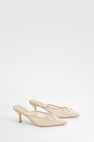 Mesh Bow Detail Court Shoes nude