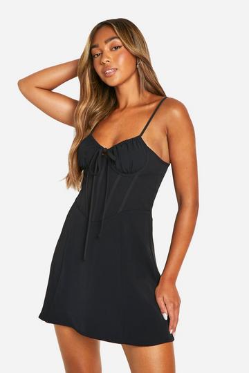 Black Corset Satin Mini Dress