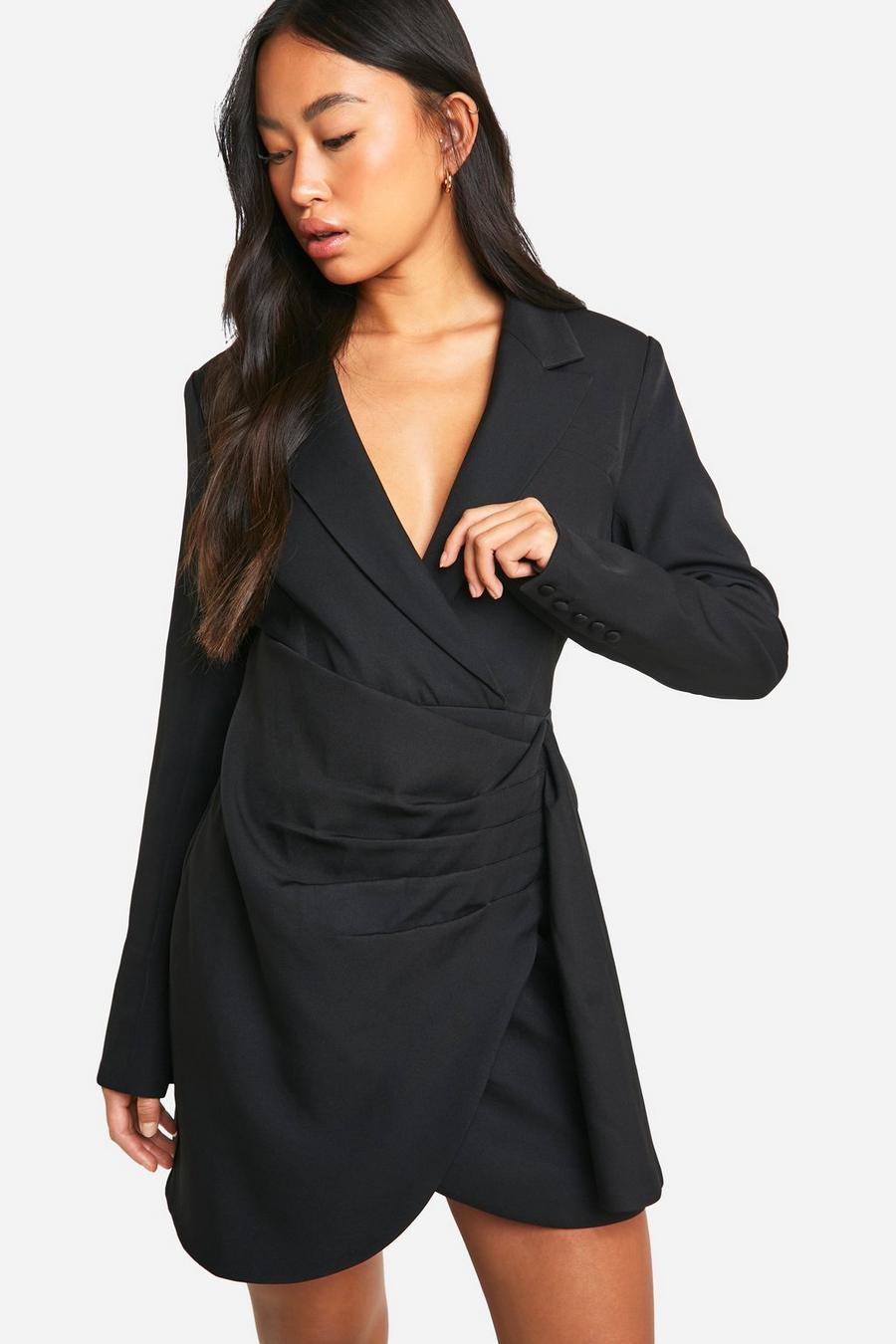 Black Wrap Tailored Blazer Dress image number 1