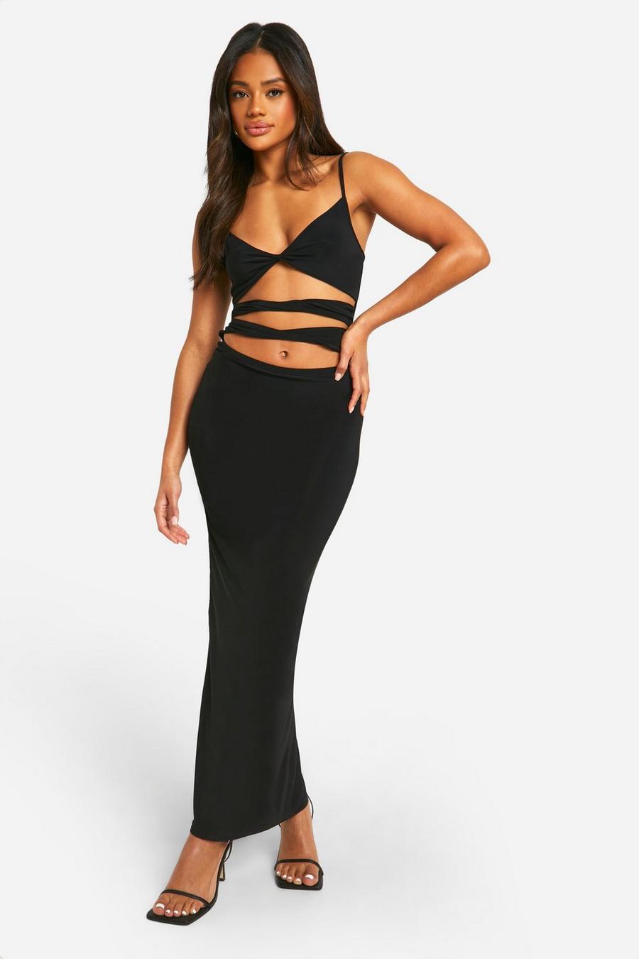 Black Cut Out Strappy Maxi Dress image number 1
