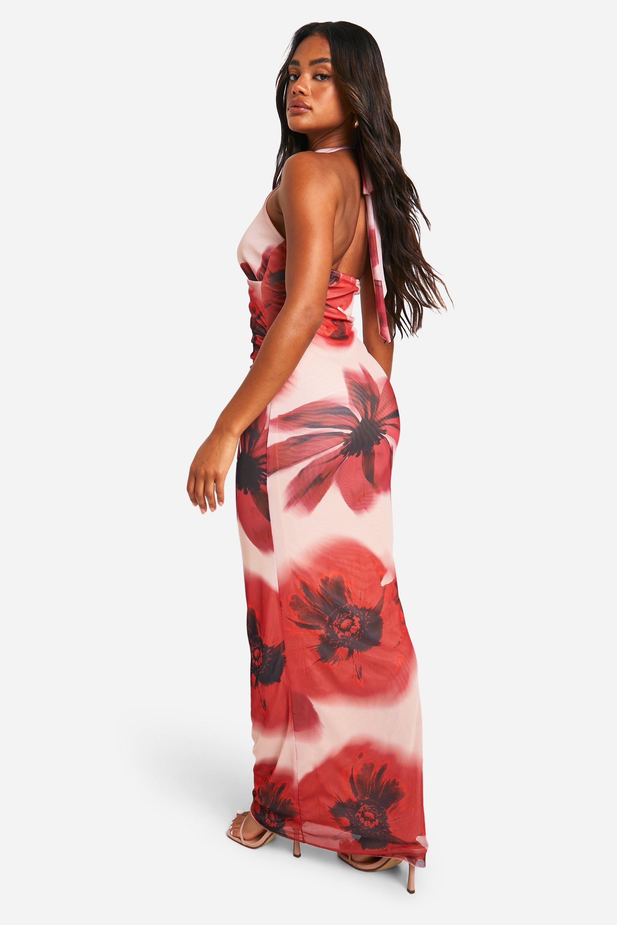 Plunge floral maxi dress sale