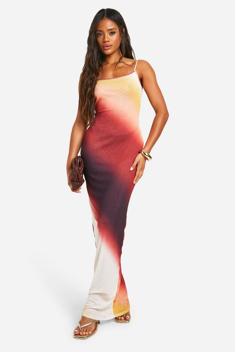 Multi Ombre Sheer Strappy Maxi Dress image number 1