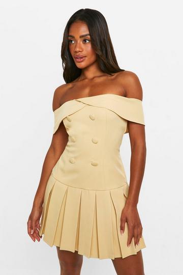 Lemon Yellow Bardot Tennis Skirt Dress