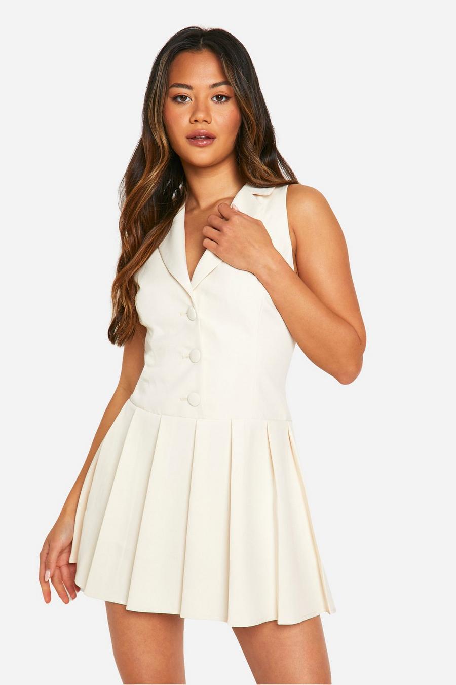 Cream Waistcoat Tennis Skirt Dress