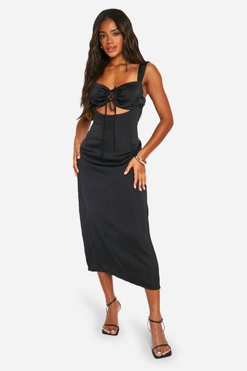 Tie Front Maxi Dress black