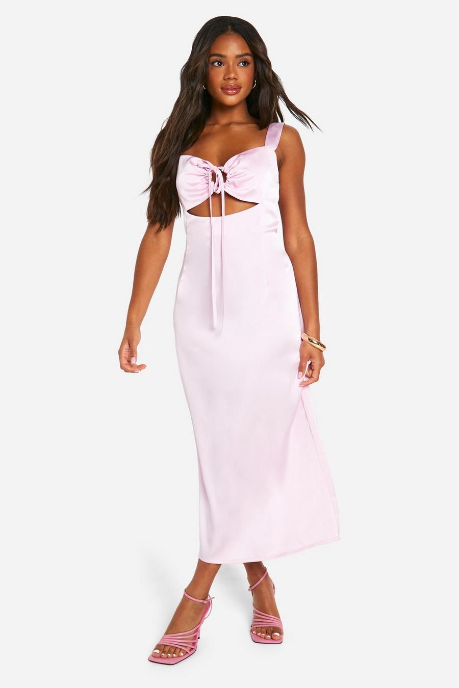 Pale pink Tie Front Maxi Dress image number 1