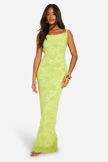 Cowl Neck Strappy Devore Maxi Dress lime