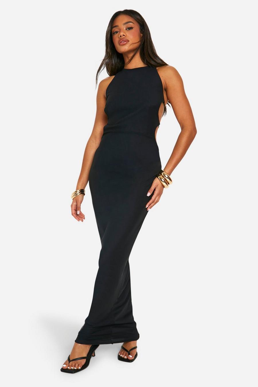 Black Cut Out Strappy Mesh Maxi Dress image number 1