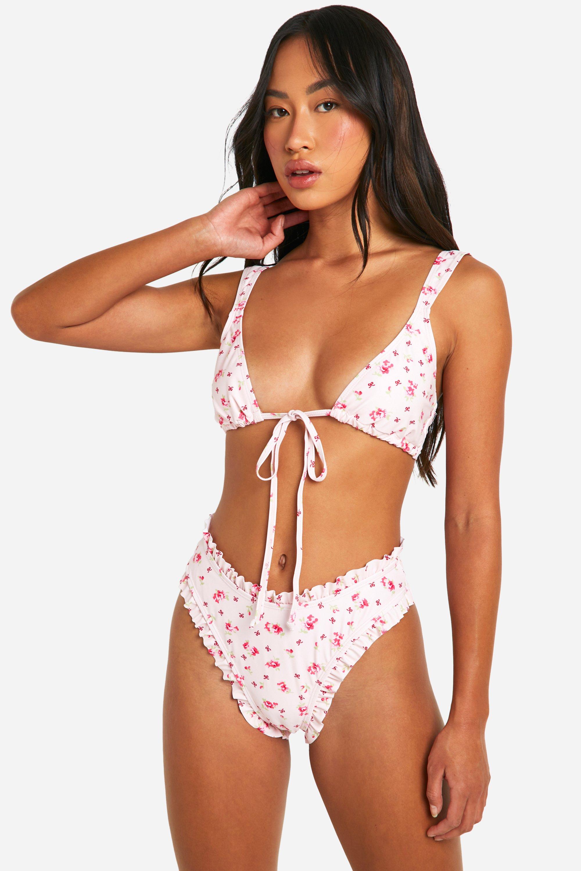 Pink Ditsy Floral Ruffle Bikini Brief 