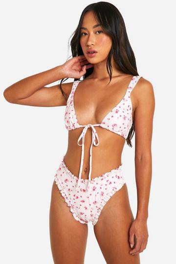 Ditsy Floral Ruffle Bikini Brief pink