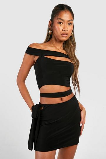 Bow Tie Side Mini Skirt black