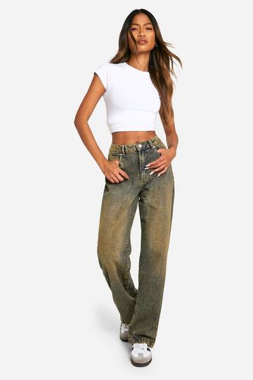 Basics High Waisted Boyfriend Jeans dark sand