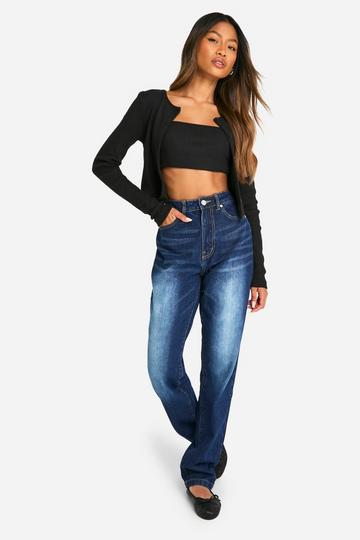 Basics High Waisted Straight Leg Jeans washed indigo