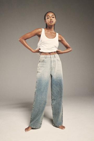 Basics High Waisted Super Wide Leg Jeans grey blue