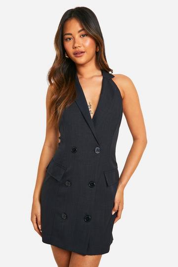 Woven Sleeveless Blazer Dress black