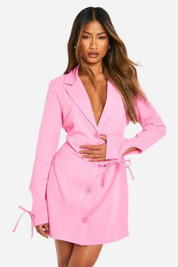 Woven Cut Out Cross Back Blazer Dress bubblegum