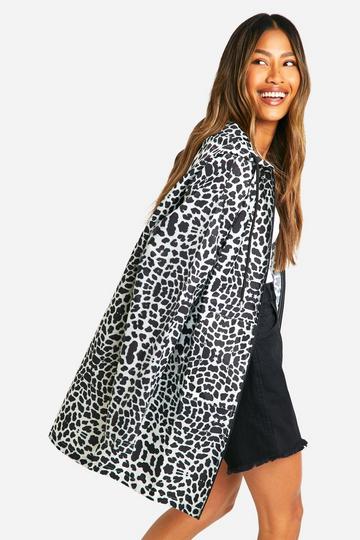 Multi Hooded Leopard Print Longline Festival Mac