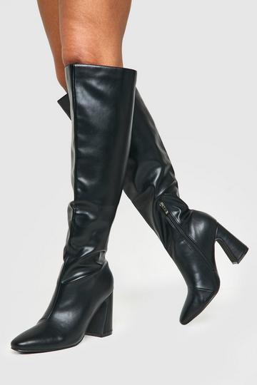 Wide Width Flared Heel Knee High Boots black