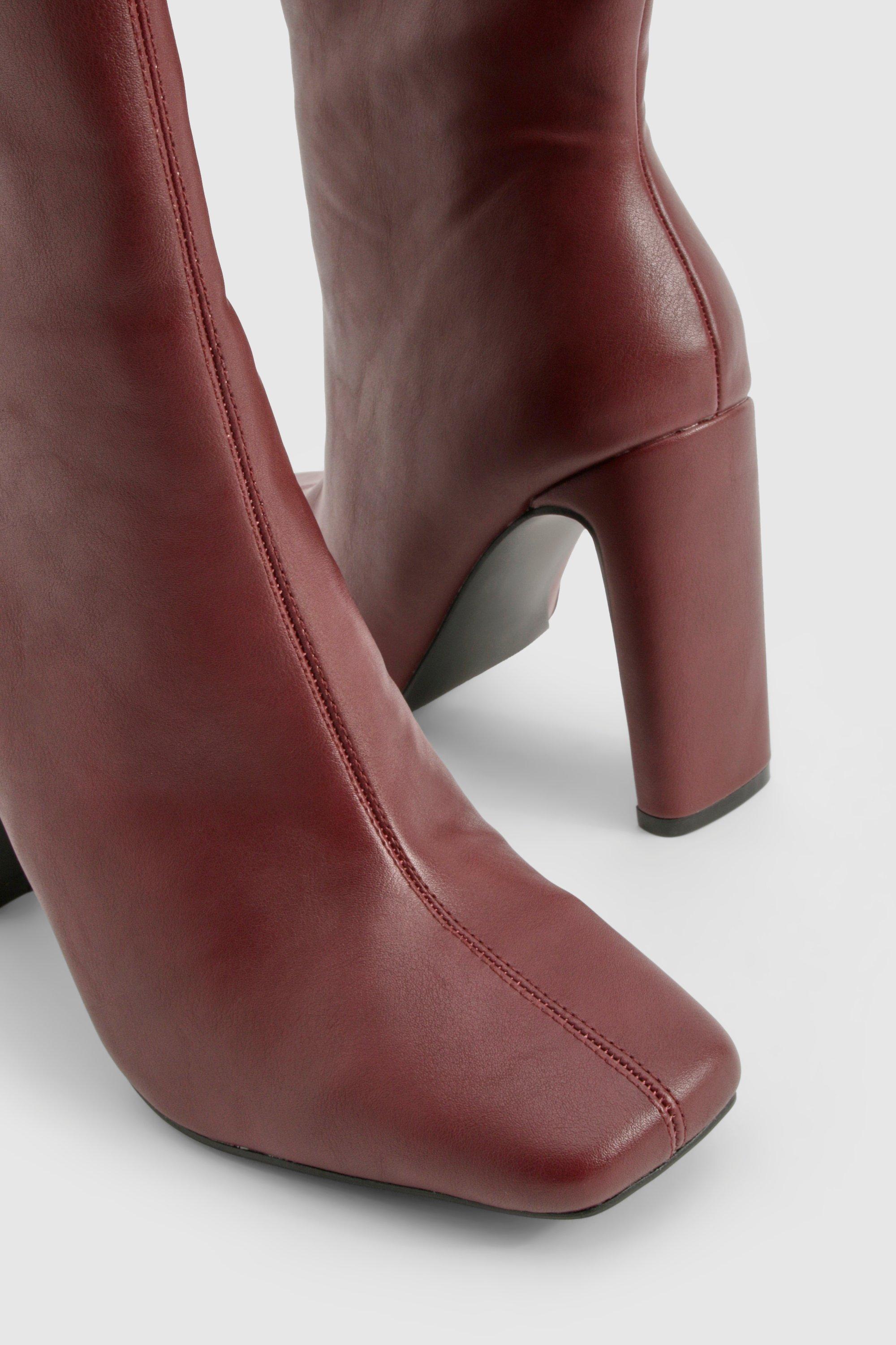Wide Width Square Toe Heeled Boots boohoo USA