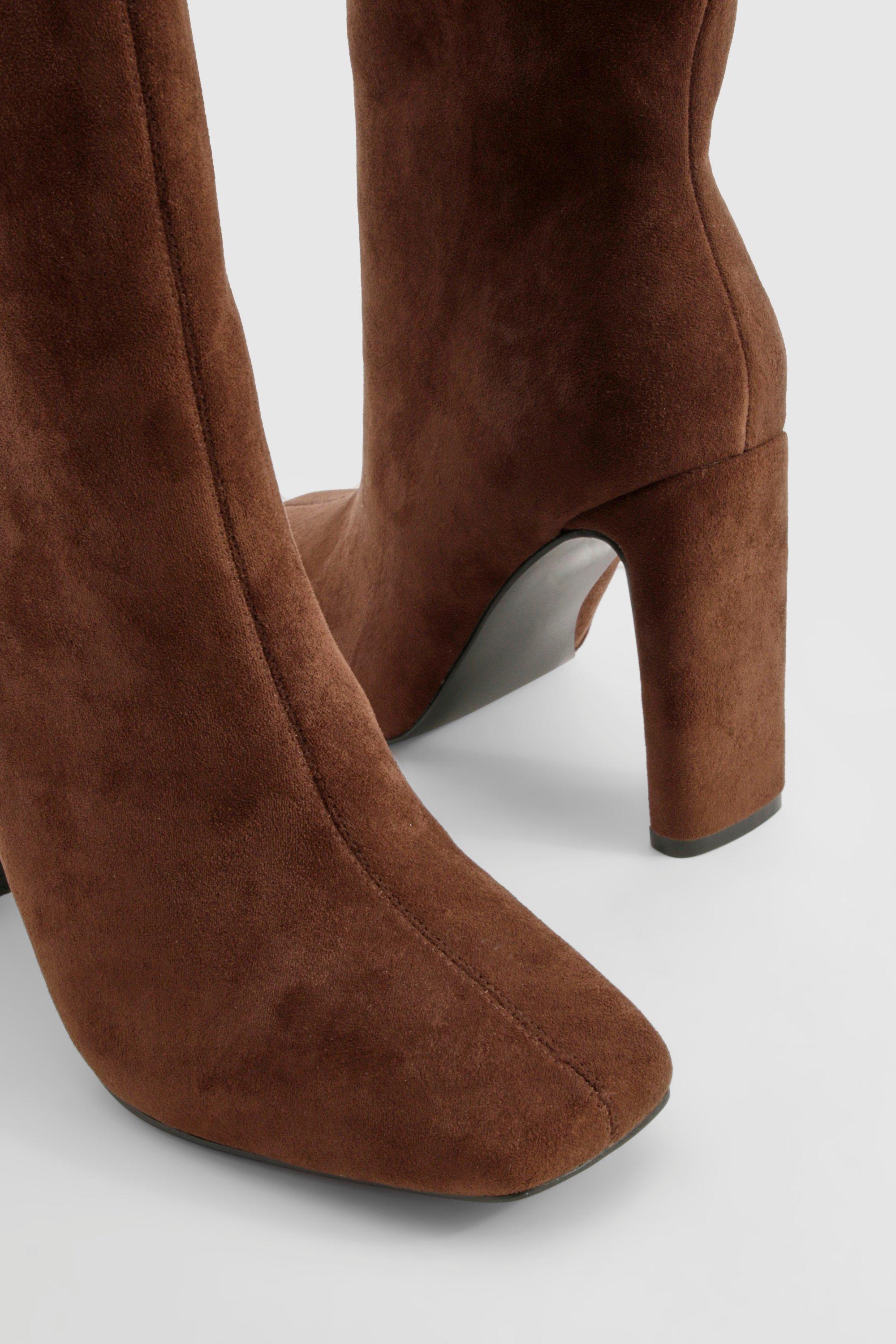 Wide Fit Square Toe Heeled Boots boohoo