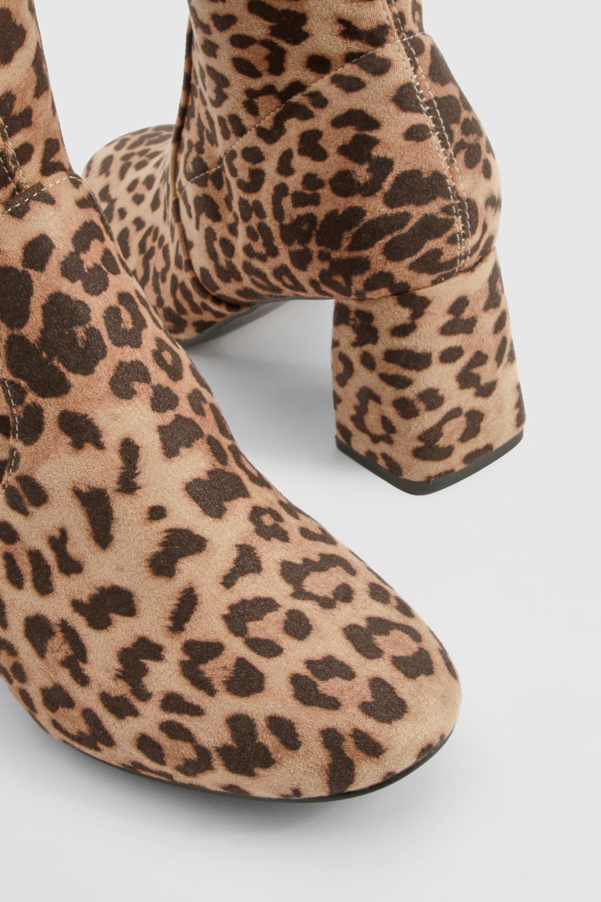 Cheetah print heeled booties hotsell