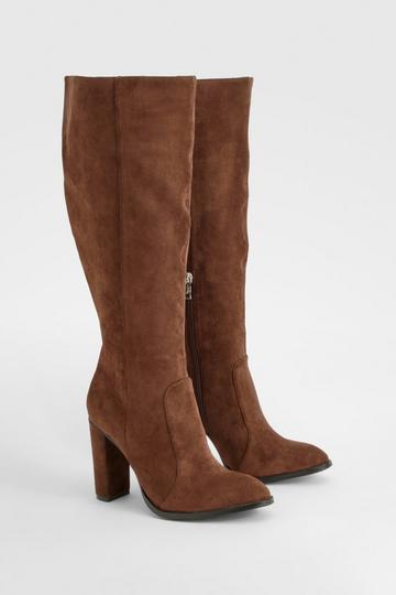 Round Toe Knee High Boots chocolate