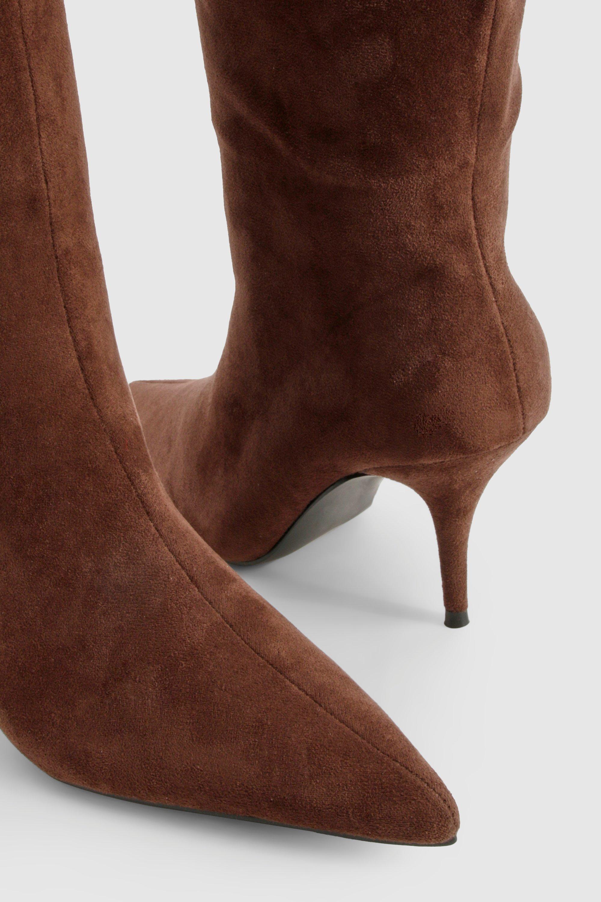 Low Heel Pointed Column Faux Suede Boots