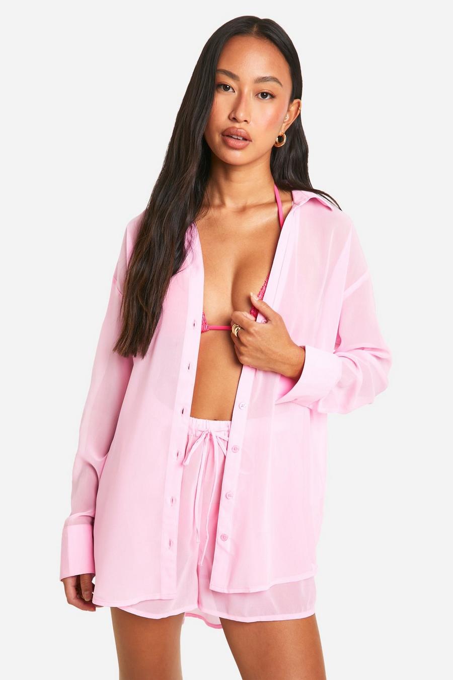 Chiffon-Hemd und Strandshorts, Baby pink