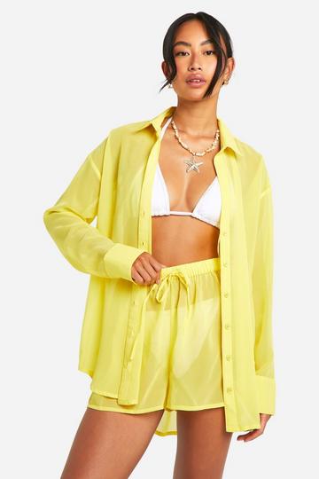 Chiffon Shirt & Short Beach Co-ord lemon