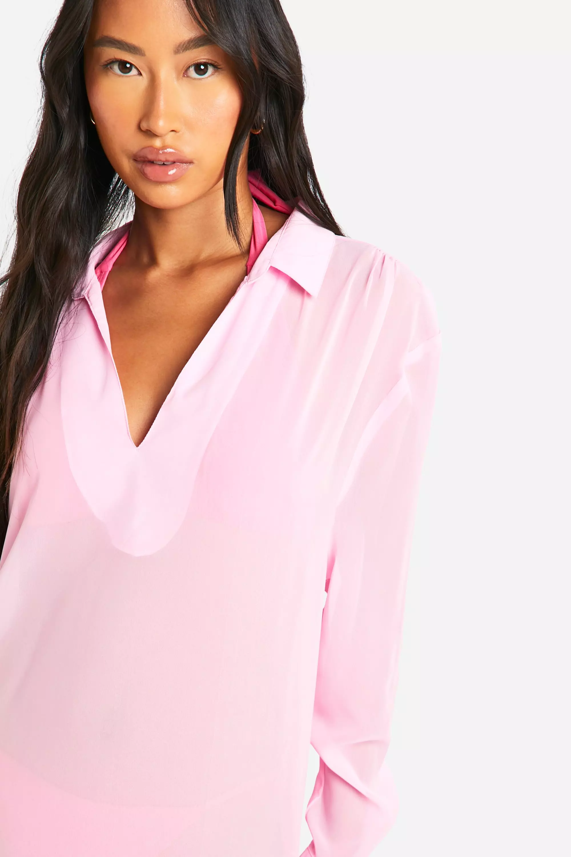 Baby pink Chiffon Cover-up Beach Maxi Kaftan alternative image
