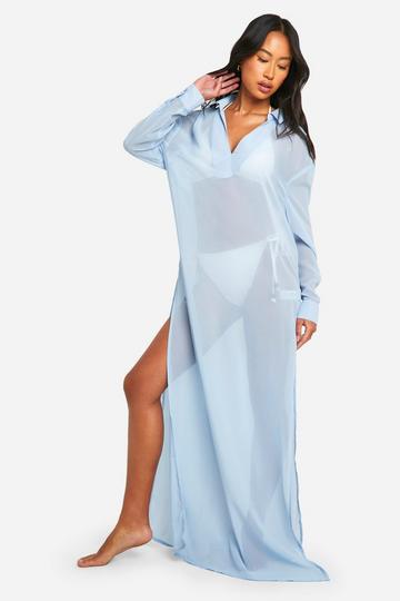 Blue Chiffon Cover-up Beach Maxi Kaftan