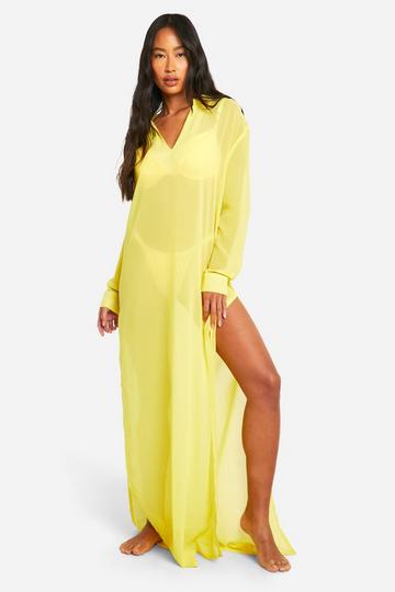 Chiffon Cover-up Beach Maxi Kaftan lemon