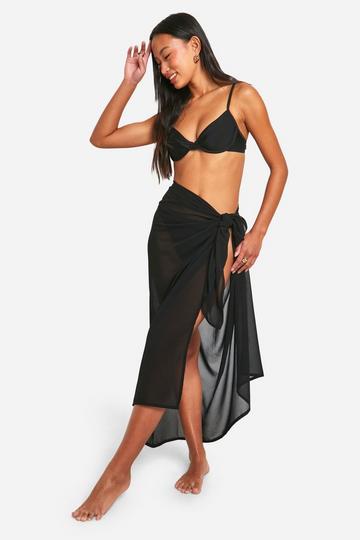 Chiffon Tie Beach Maxi Sarong black