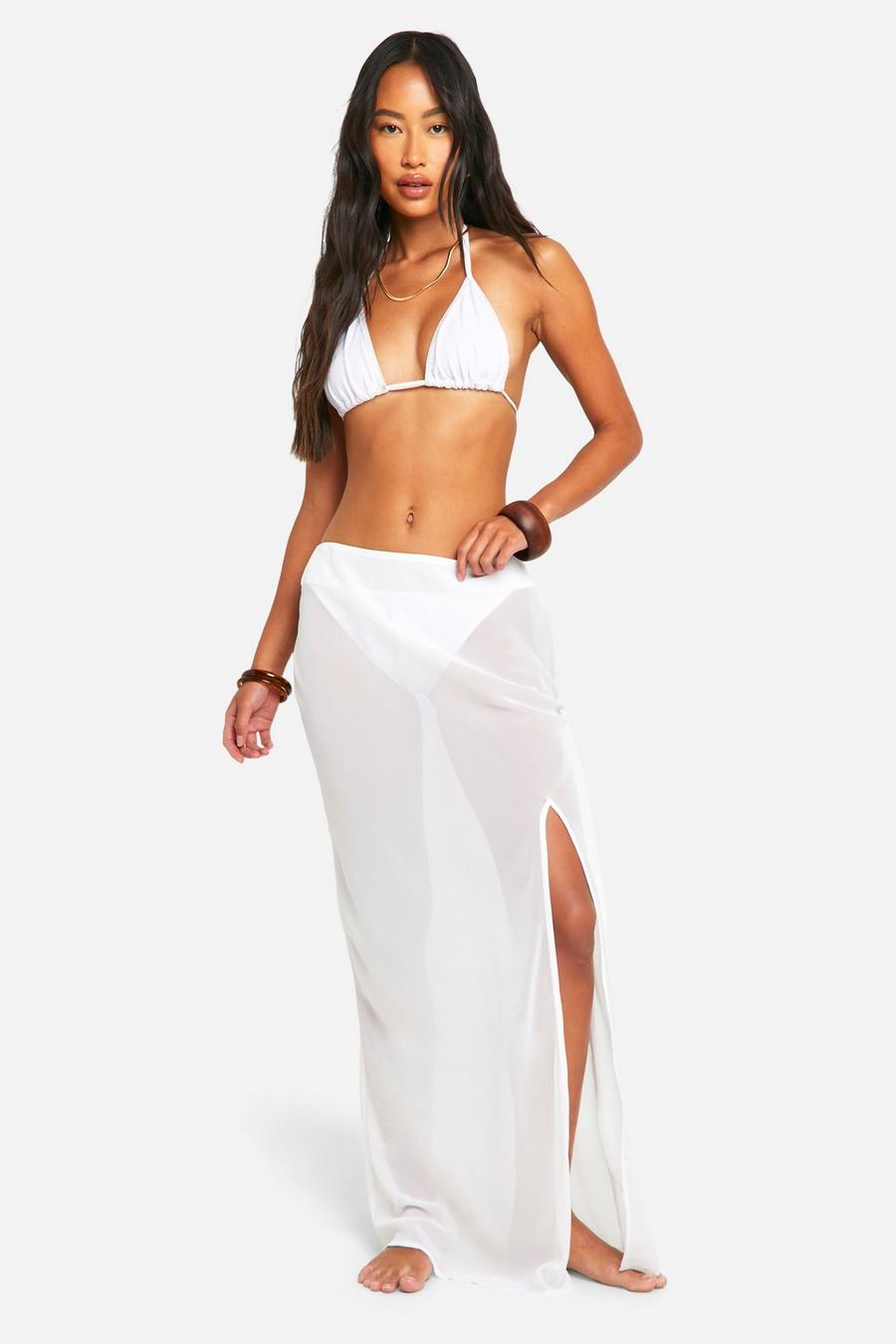 White Chiffon Beach Maxi Skirt image number 1