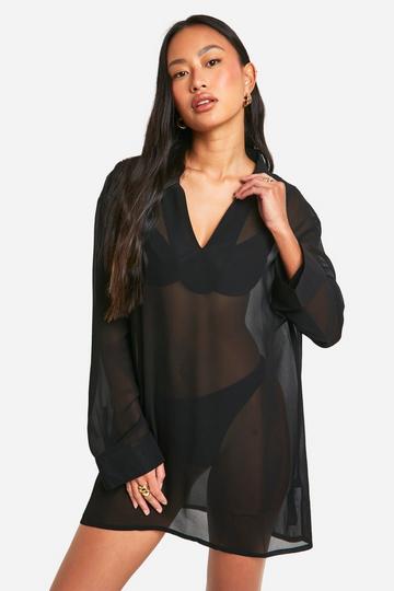 Black Chiffon Cover-up Beach Kaftan