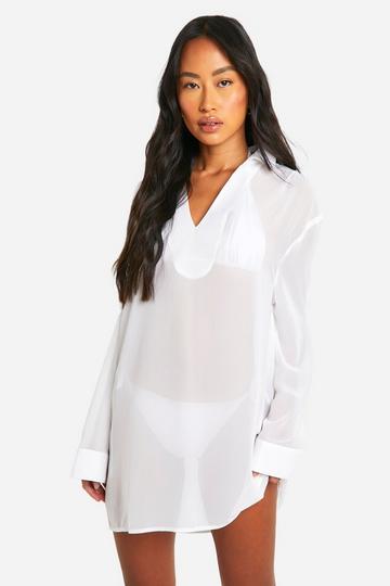 Chiffon Cover-up Beach Kaftan white