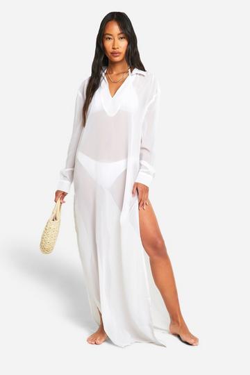 Chiffon Cover-up Beach Maxi Kaftan white