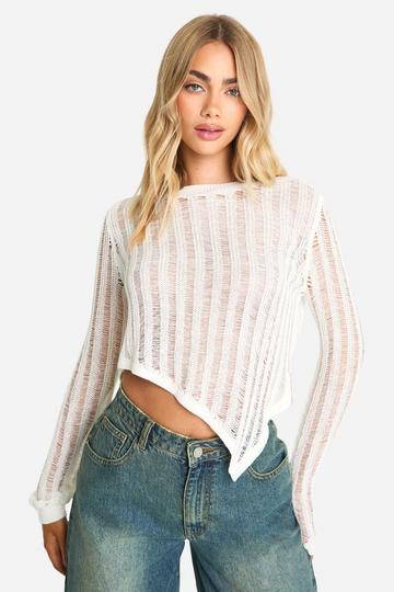 Asymmetric Ladder Sweater ivory