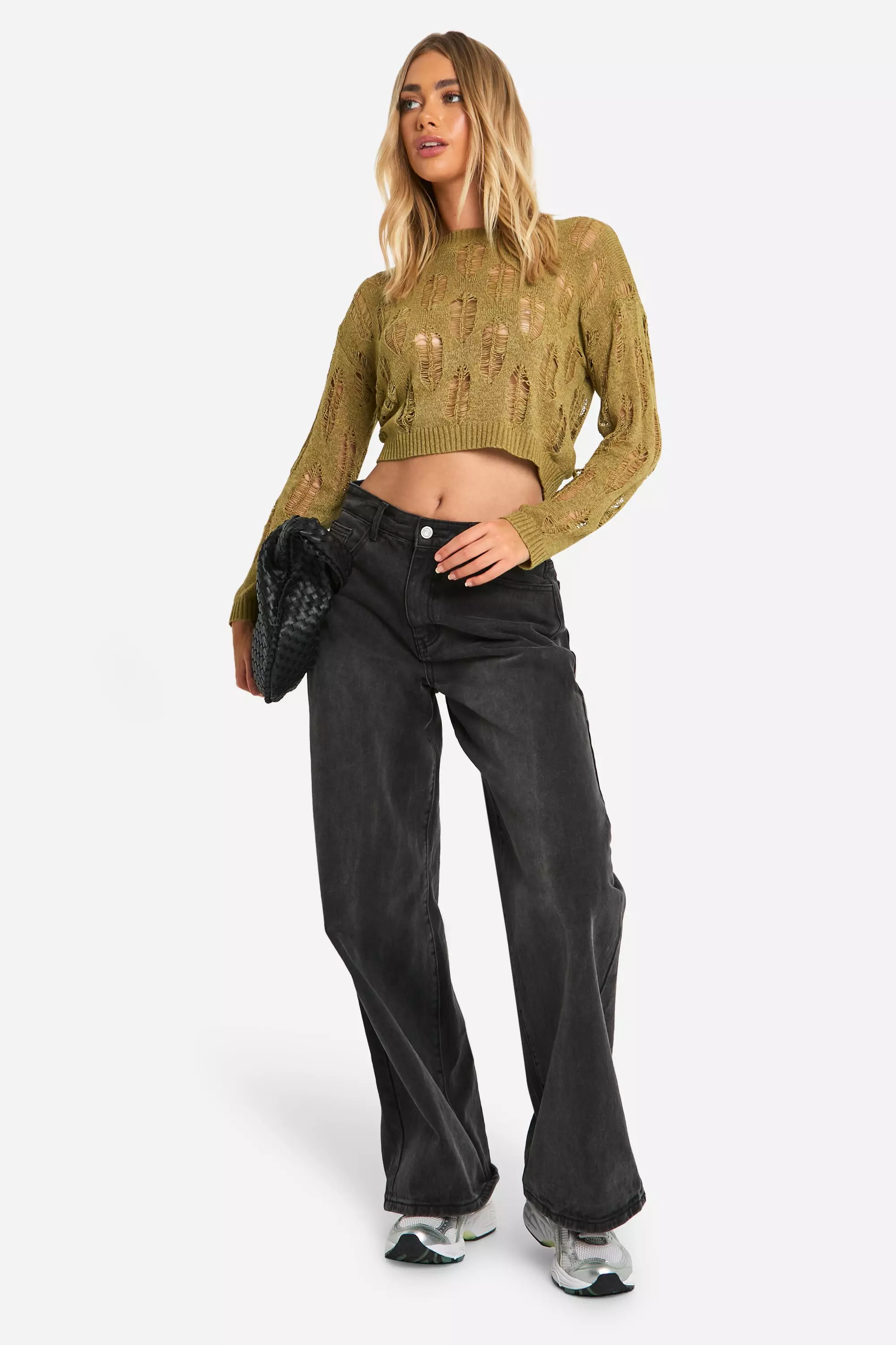 Khaki Ladder Detail Sheer Jumper  alternative image