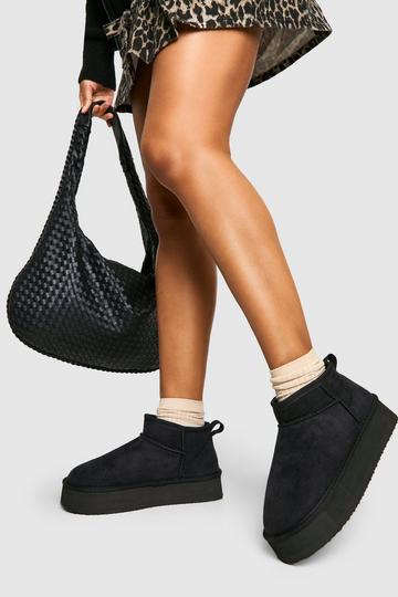 Black Ultra Mini Platform Cosy Boots